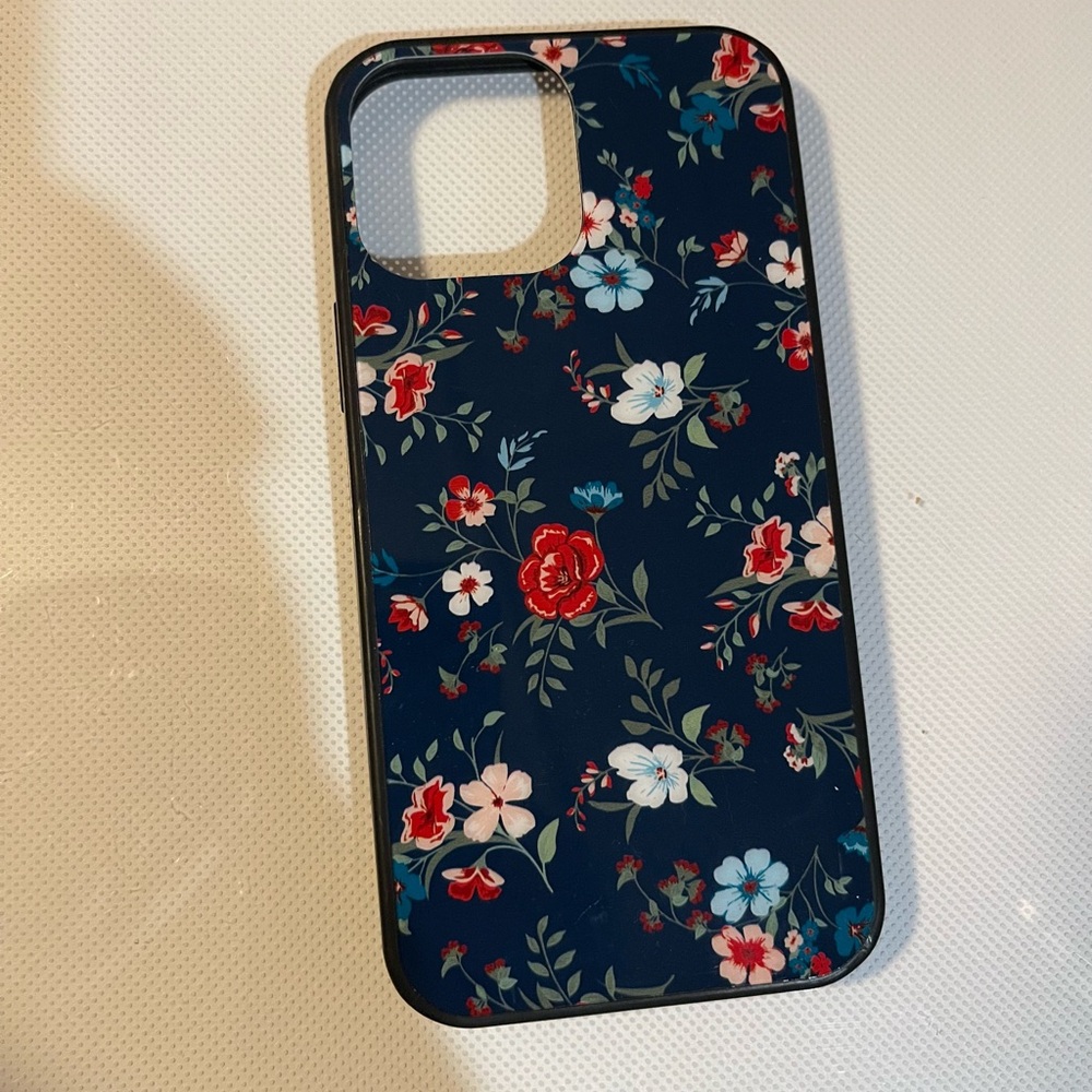 Navy blue with floral phone case for iPhone 12 Pro Max